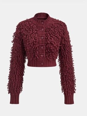 Commense Textured Fringe Buttoned Knit Top Size Medium NWT